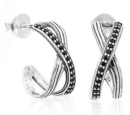 Or Paz Sterling Silver Gemstone X Hoop Earrings