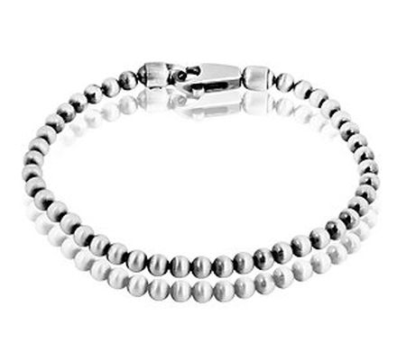 Or Paz Sterling Silver Men's Beaded Bracelet