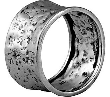 Or Paz Sterling Silver Men's Hammered Band Ring