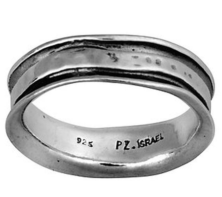 Or Paz Sterling Silver Men's Slightly Hammered Band Ring