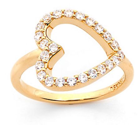 Or Paz Sterling Silver Open Heart Crystal Ring