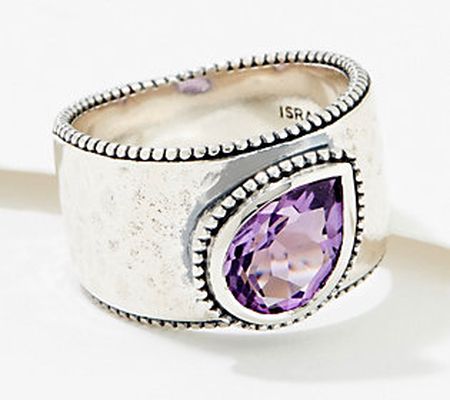 Or Paz Sterling Silver Pear Cut Gemstone Ring