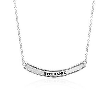 Or Paz Sterling Silver Personalized Curved B ar Necklace