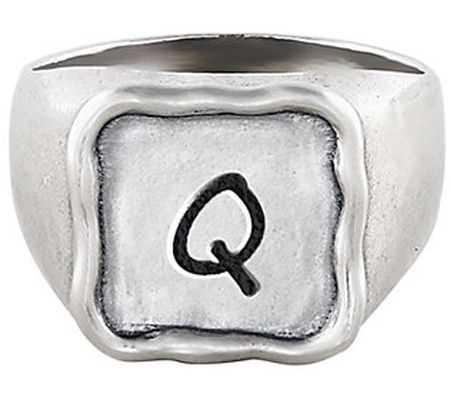 Or Paz Sterling Silver Personalized Initial Sig net Ring