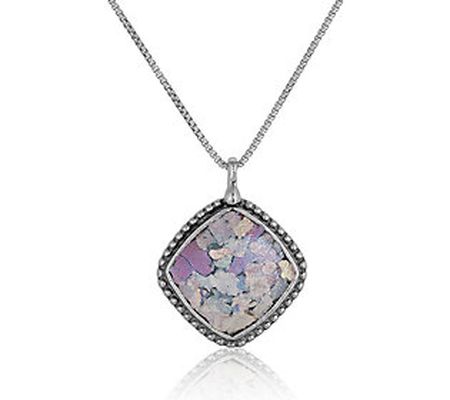 Or Paz Sterling Silver Roman Glass Pendant w/ C hain