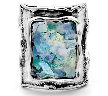 Or Paz Sterling Silver Roman Glass Ring