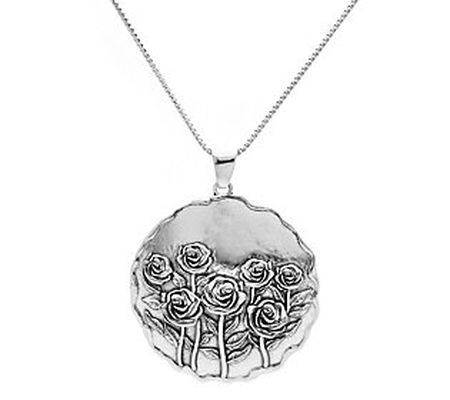 Or Paz Sterling Silver Roses Pendant w/ Chain