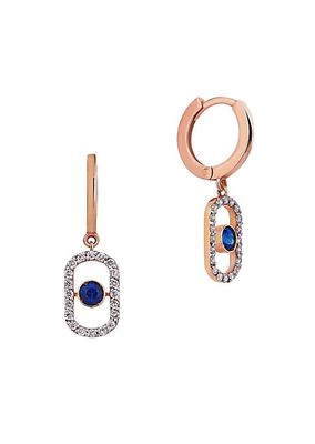Orbits 14K Rose Gold, Sapphire, & 0.4 TCW Diamond Drop Earrings