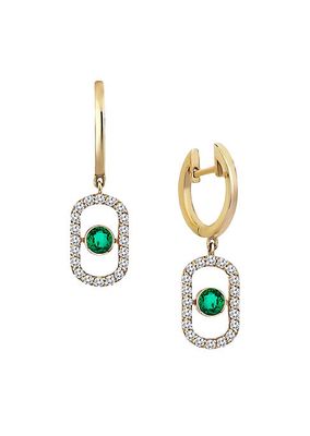 Orbits 14K Yellow Gold, Emerald, & 0.3 TCW Diamond Drop Earrings