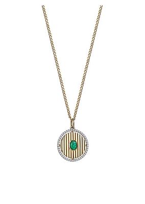 Orbits Mini Orb 14K Yellow Gold, Emerald, & 0.27 TCW Diamond Pendant Necklace