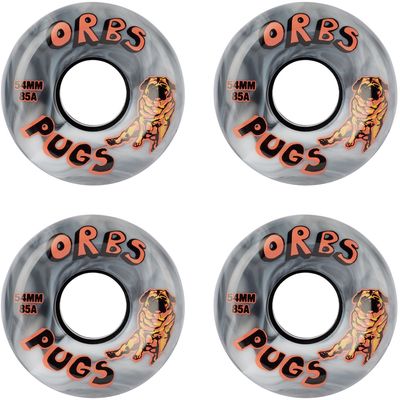 Orbs Black & White Pugs Skateboard Wheels, 54 mm