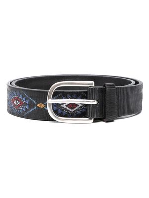 Orciani embroidered-design leather belt - Blue