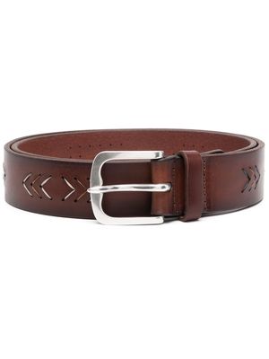 Orciani embroidered leather belt - Brown