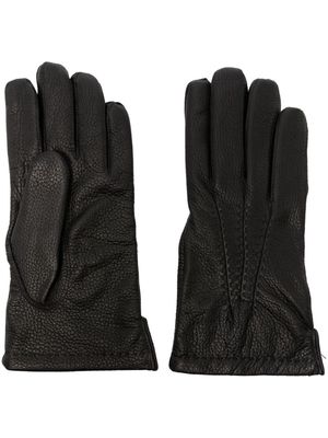 Orciani grained-texture leather gloves - Black