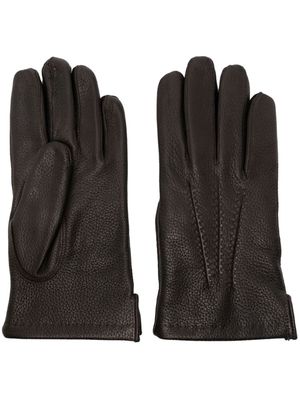 Orciani grained-texture leather gloves - Brown