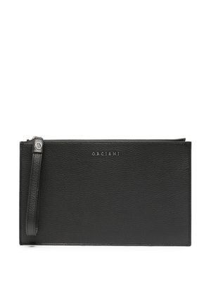 Orciani logo-lettering leather clutch - Black