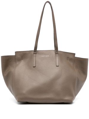 Orciani logo-lettering leather tote bag - Brown