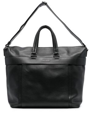Orciani logo-plaque leather tote bag - Black