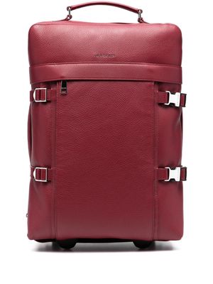 Orciani logo-print leather luggage - Red