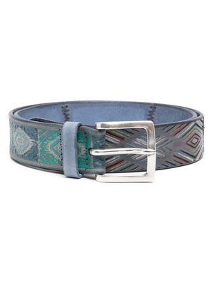 Orciani Patch Stain leather belt - Blue