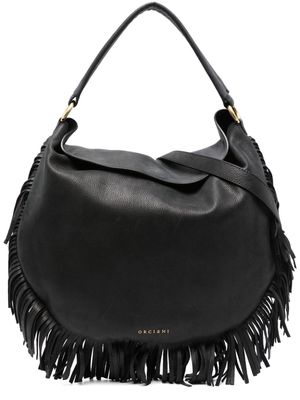 Orciani Pong Soft fringed leather tote bag - Black