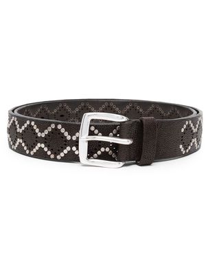 Orciani studded grained-leather belt - Brown