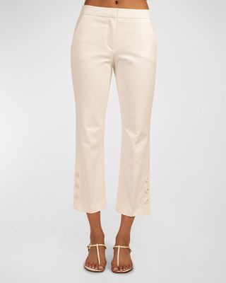Ore Cropped Button-Hem Trousers