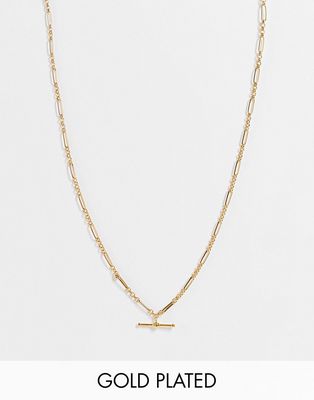 Orelia figaro chain t-bar necklace in gold plate