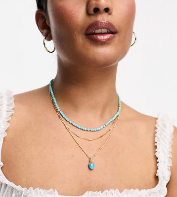 Orelia gold plated turquoise multirow necklace
