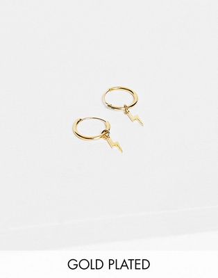 Orelia micro lightning drop huggie hoop earrings in gold plate
