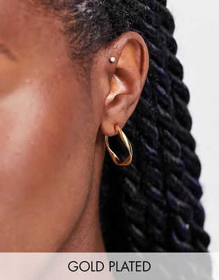 Orelia minimal hoop earrings in gold plate