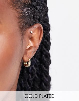 Orelia rope hoop earrings in gold plate