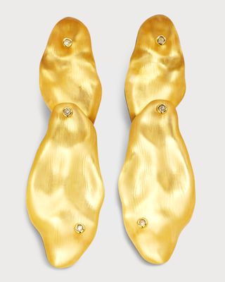Organic Disc Layered Drop Earrings, Gold