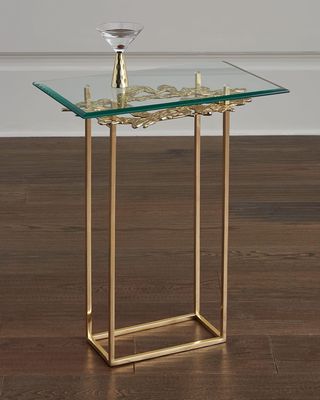 Organic Form Brass and Glass Martini Table