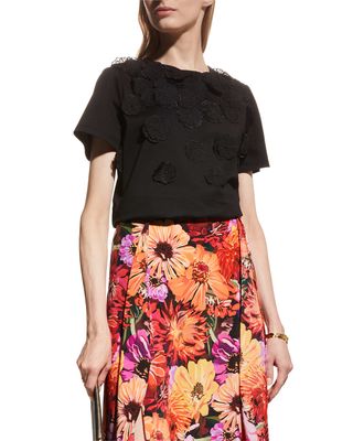 Organza Floral Detail T Shirt