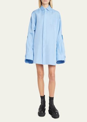 Organza Shirt Dress with Exaggerated Sleeve Detail