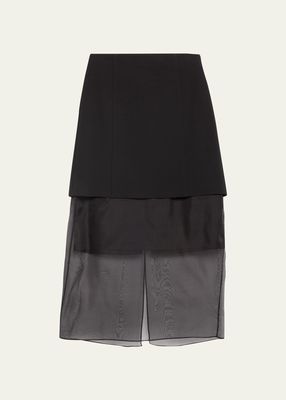 Organza Underlay Jersey Midi Skirt