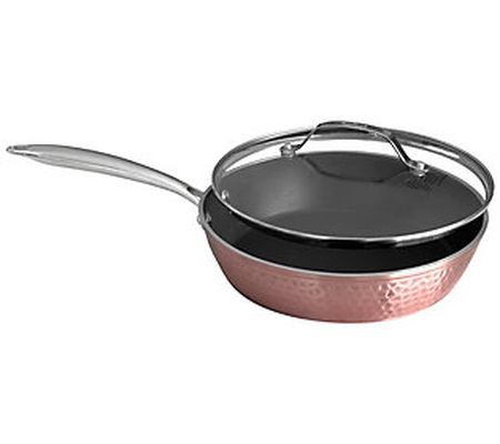 OrGREENiC 10" Hammered Rose Gold Pan with Lid