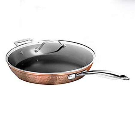 OrGREENiC 14" Hammered Rose Gold Pan with Lid