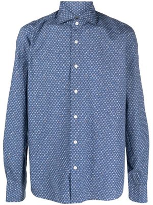 Orian geometric-print cotton shirt - Blue