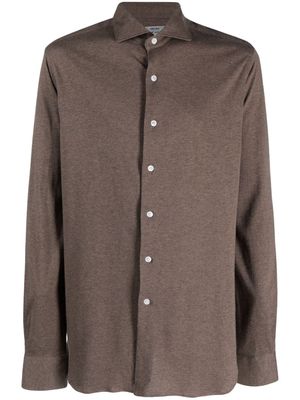 Orian mélange-effect long-sleeve shirt - Brown