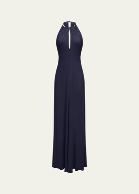 Oriana Cutout Halter Jersey Gown