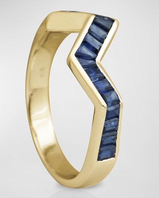 Origami Ziggy Blue Sapphire Ring in 18K Yellow Gold