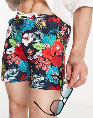 Original Penguin floral swim shorts-Navy