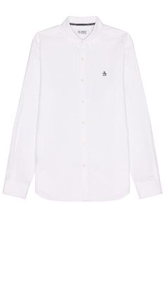 Original Penguin Long Sleeve Oxford Shirt in White