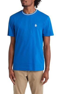 Original Penguin Slim Fit Logo Graphic Cotton Interlock T-Shirt in Classic Blue