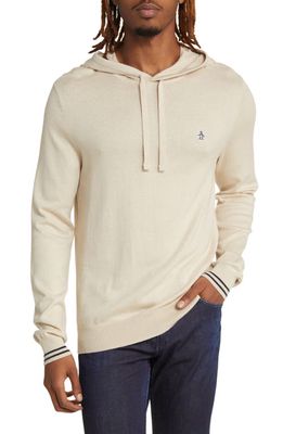 Original Penguin Soft Cotton Hooded Sweater in Oatmeal