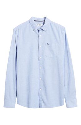 Original Penguin Solid Stretch Button-Down Oxford Shirt in Amparo Blue
