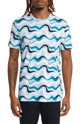 Original Penguin Wavy Pattern Graphic T-Shirt in Cool Blue