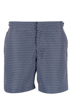 Orlebar Brown Bulldog geometric-pattern swim shorts - Blue